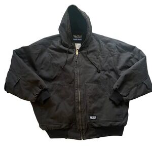 Walls Work Wear Duck Canvas Coat Faded Black Chore Jacket Mens 2X Hooded Zip Up